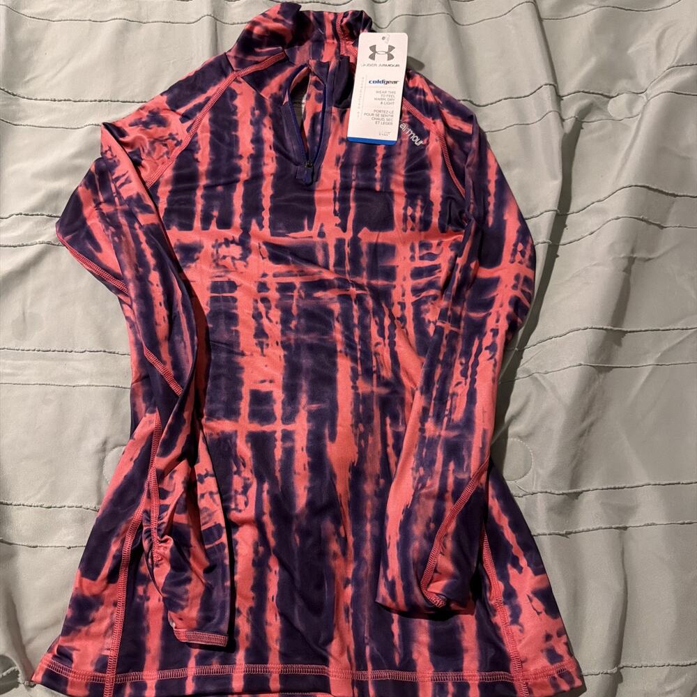 Under Armour ColdGear Women’s Small Pink Purple Tie Dye 1/4 Zip Pullover Top
